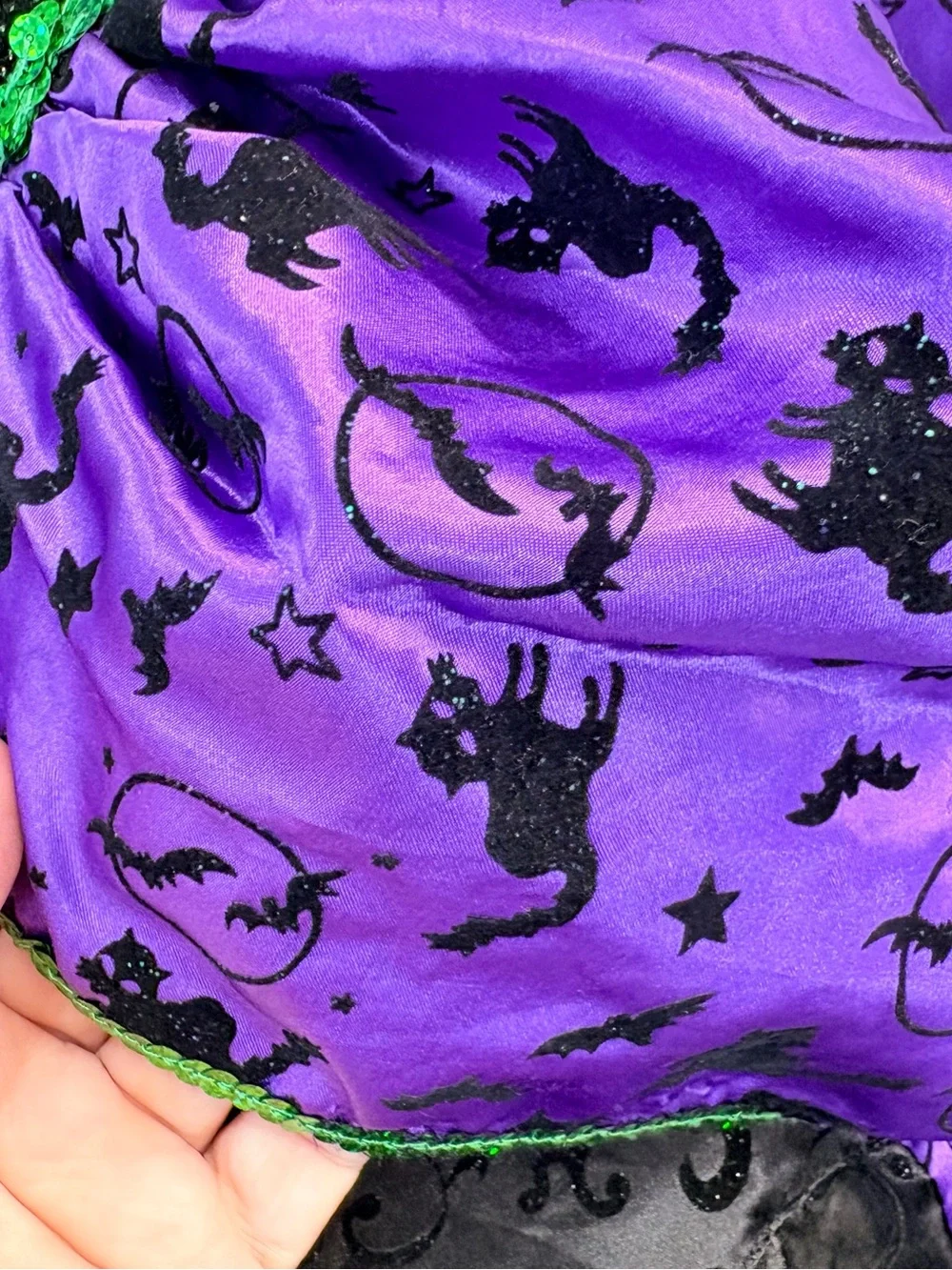 Vintage Halloween Witch Costume purple black velvet bats girls size 5-6